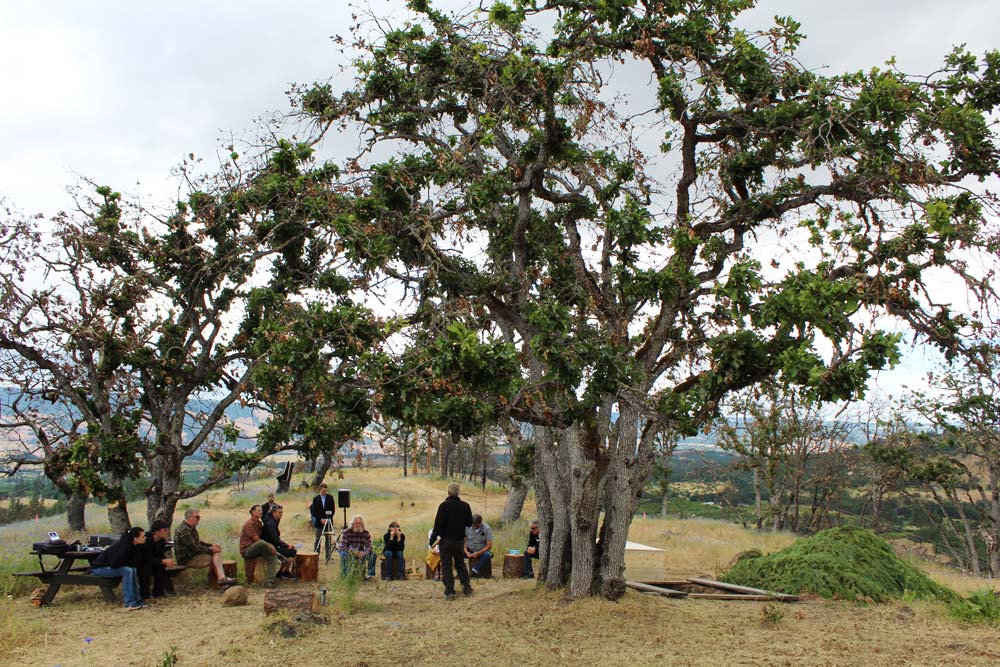 green burial ceremony on hilltop at Great River Natural Burial