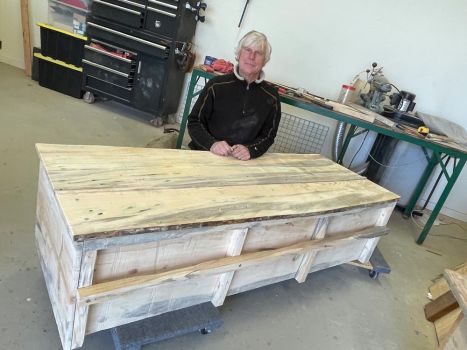 Constructing a casket out of repurposed, salvaged timber