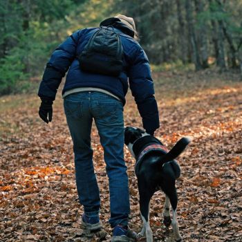 girl collecting wildflowers at Great River